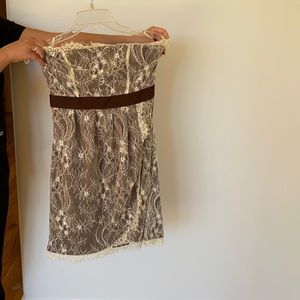 Brown lace mini dress